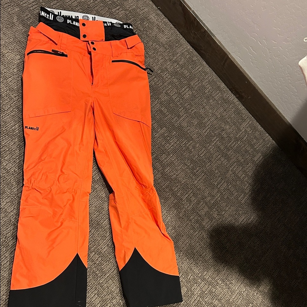 Planks Men's Orange and Black Ski Pants